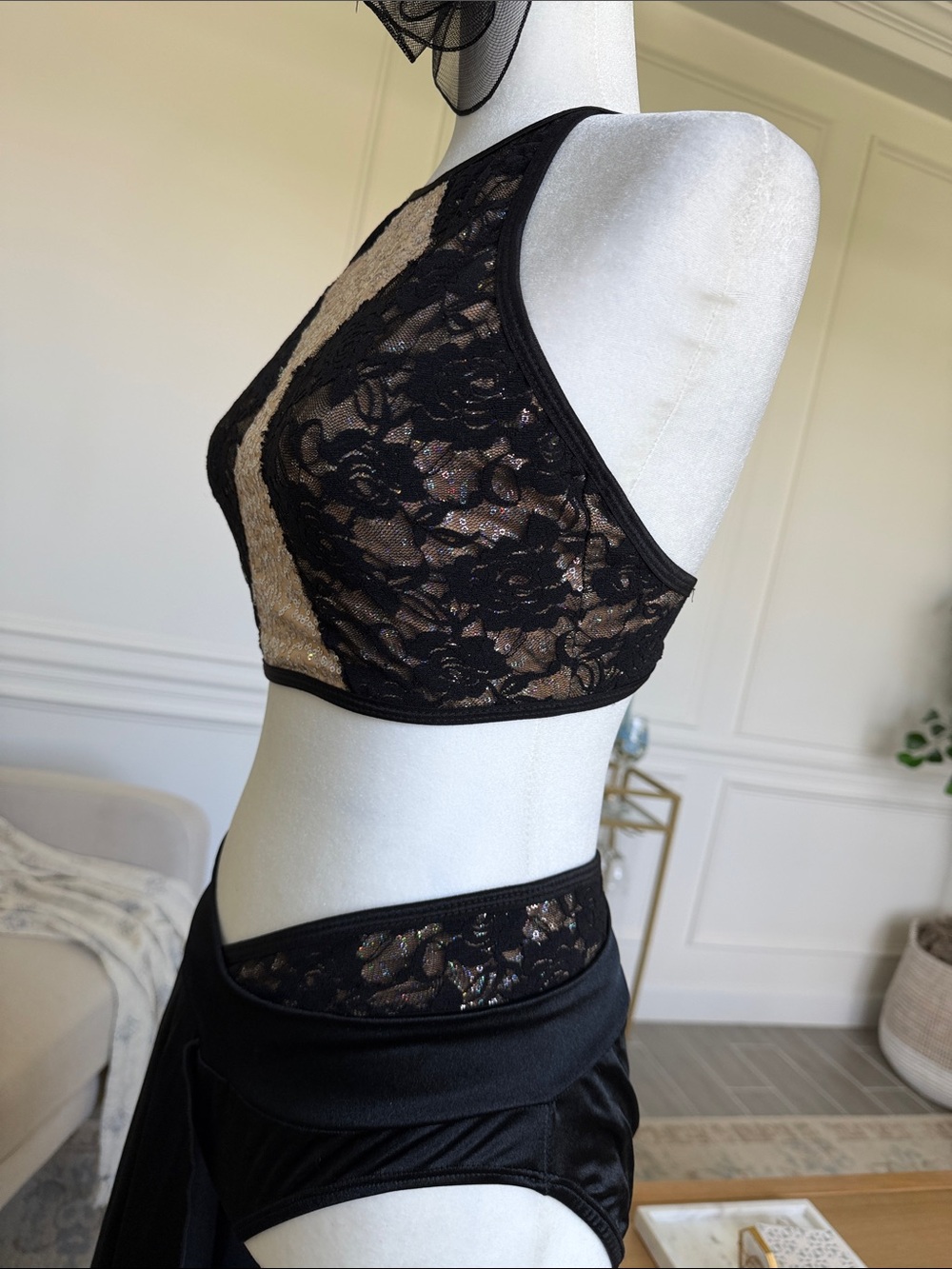 Pumpers Black Lace Jazz Dance Costume Adult M Musical Theatre Cabaret Solo - Picture 9 of 17